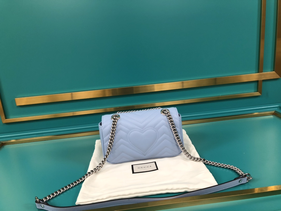 Gucci GG Marmont Matelasse Mini Shoulder Bag 446744 Light blue